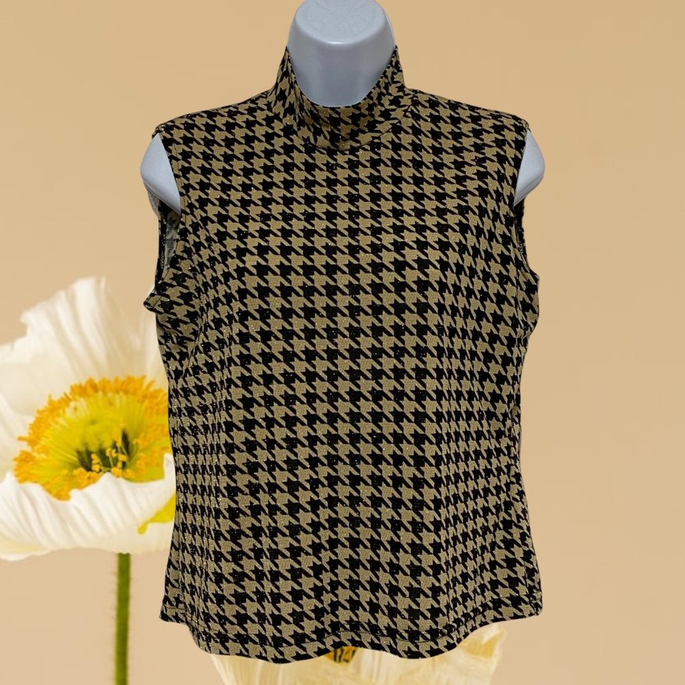 Worthington-Women's Petite Medium Top Multi-Color Sleeveless-Sparkly Gold Color